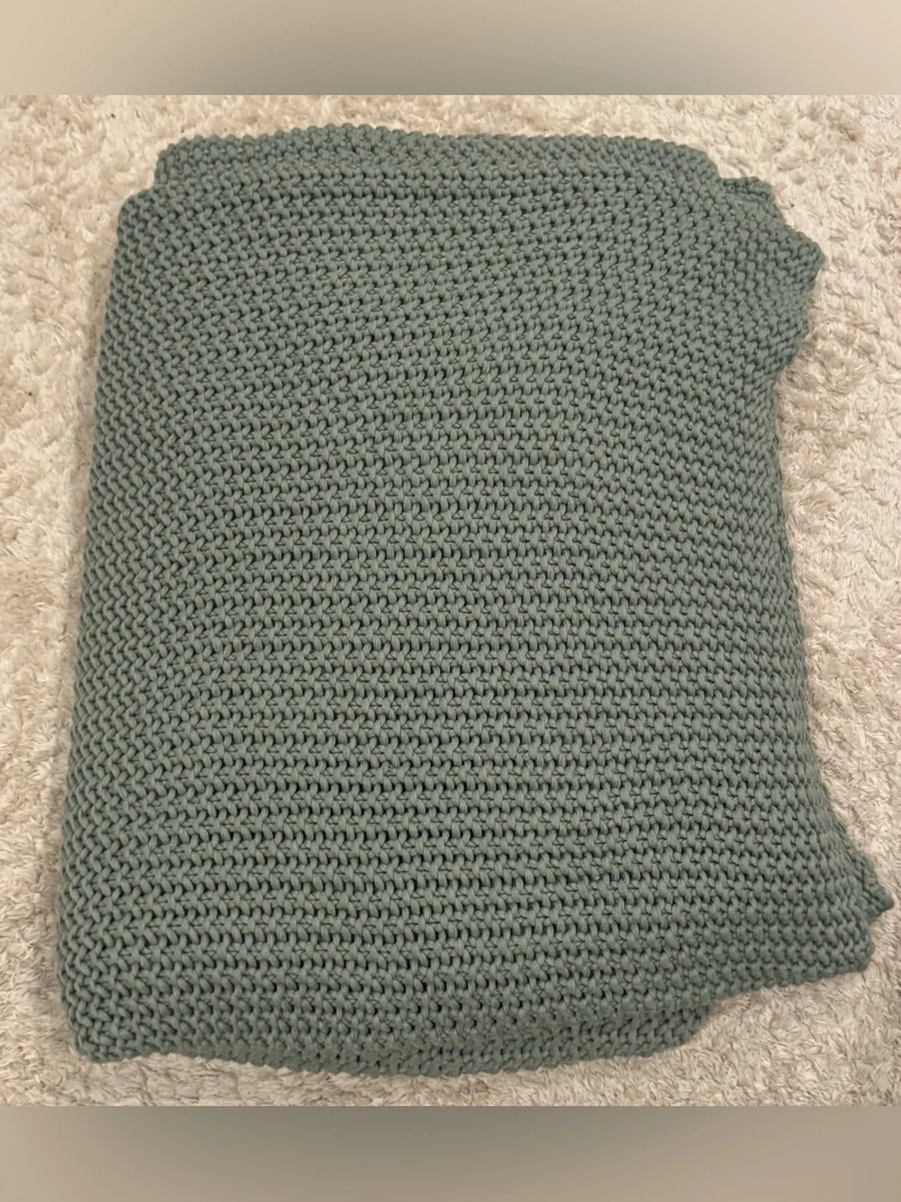 Casaluna Chunky Knit Blanket in Sage Green Color, King